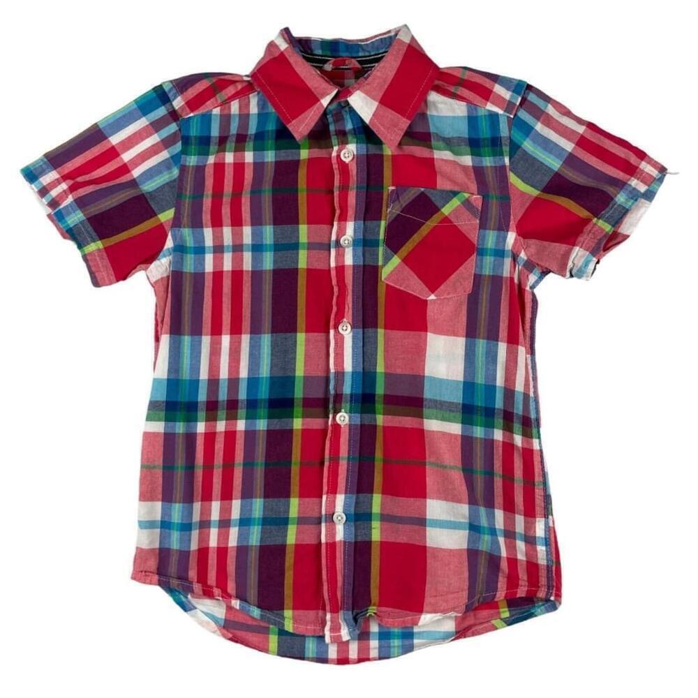 Est. 1989 Place Shirt Boys Small Multi Plaid Chest Pocket Collared Button Down